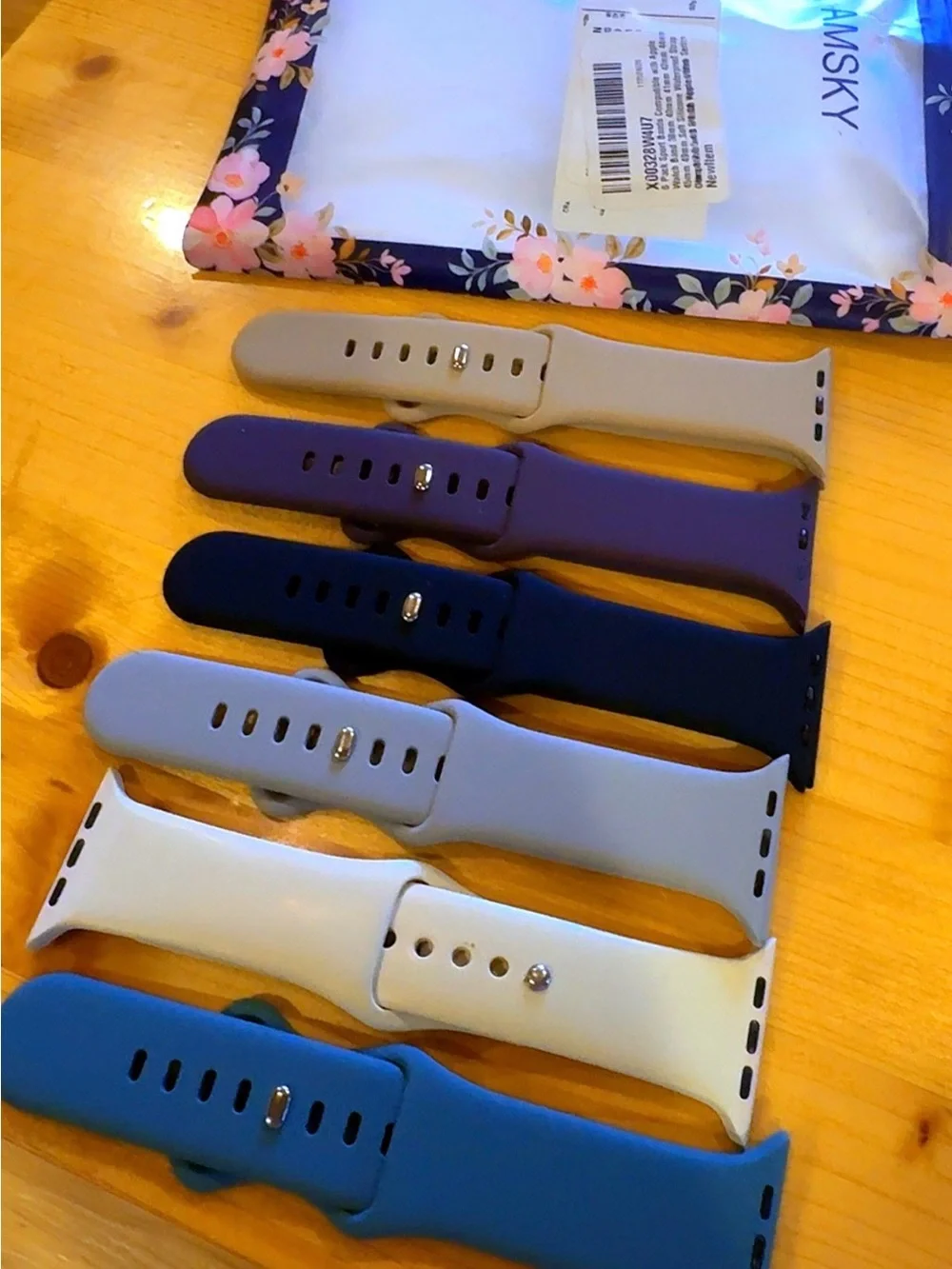 AMSKY 6 Pack Apple Watch Sport Bands Silicone Waterproof Straps 38mm-49mm